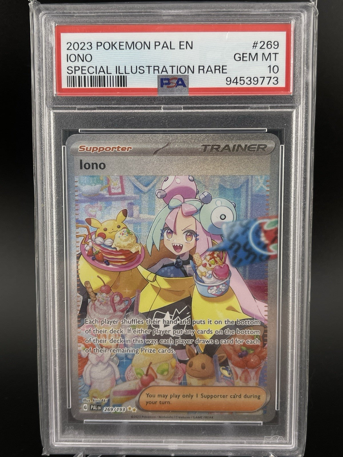 PSA 10 Gem Mint Iono 269/193 S&V Paldea Evolved SIR Full Art Pokemon TCG