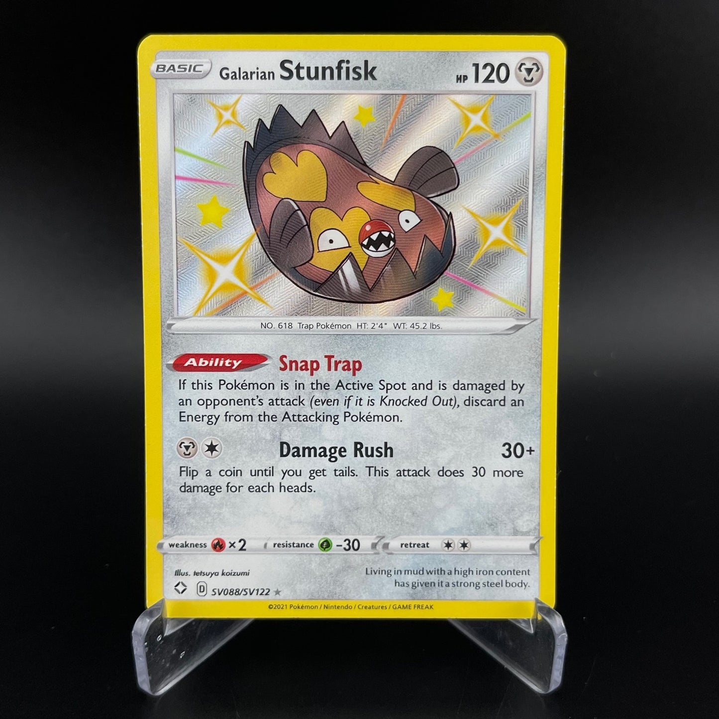 Galarian Stunfisk SV088/SV122 Rare Shiny Shining Fates Shiny Vault Pokemon NM