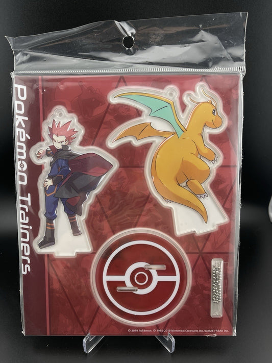 Lance & Dragonite Pokemon Center Acrylic Stand Key Chain Master Trainers New