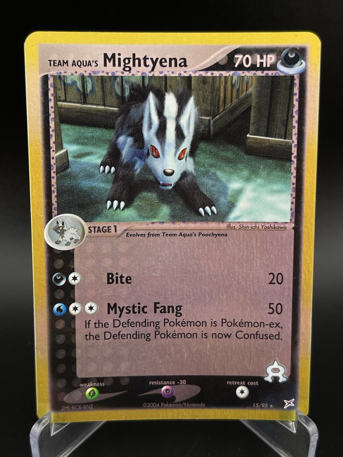 Team Aqua's Mightyena 15/95 EX Magma Vs Aqua Reverse Holo Rare Pokémon TCG VLP