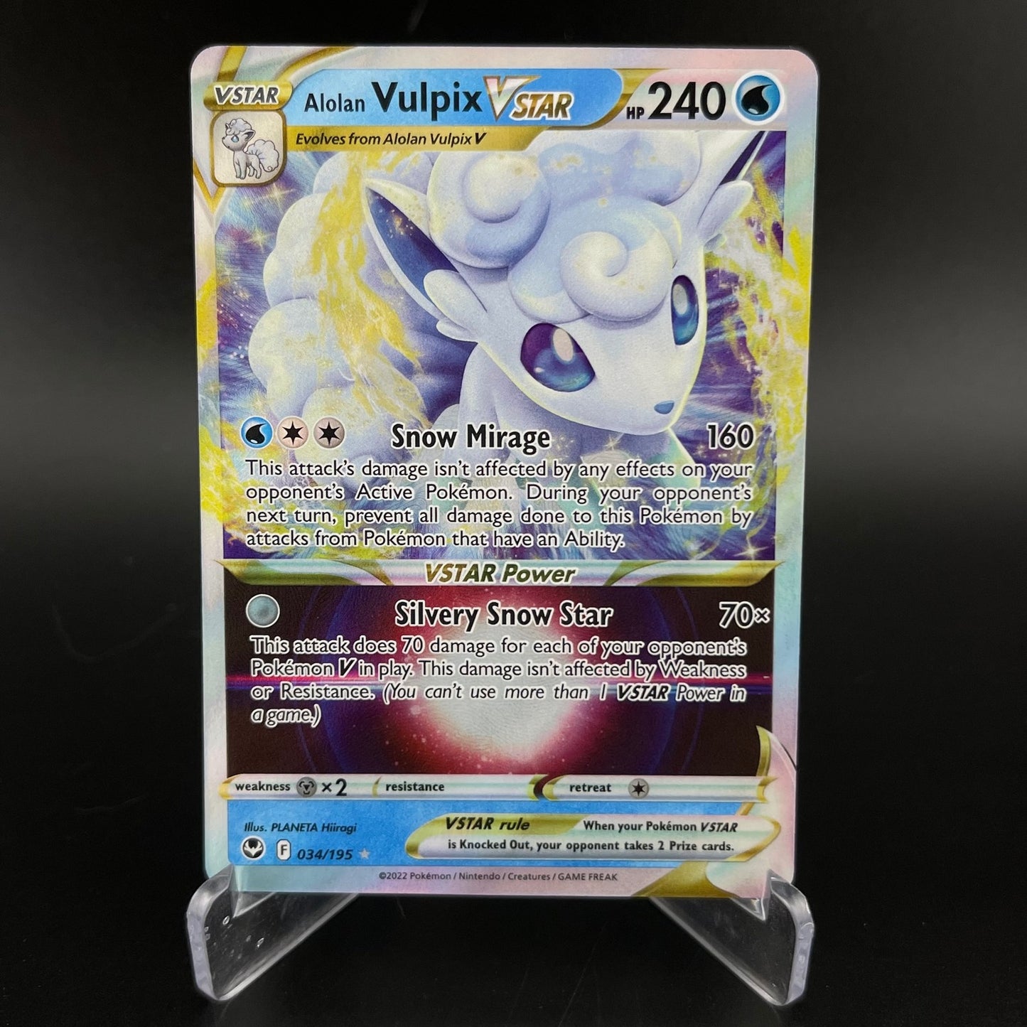 Alolan Vulpix VSTAR 034/195 Holo Rare VSTAR Silver Tempest Pokemon NM