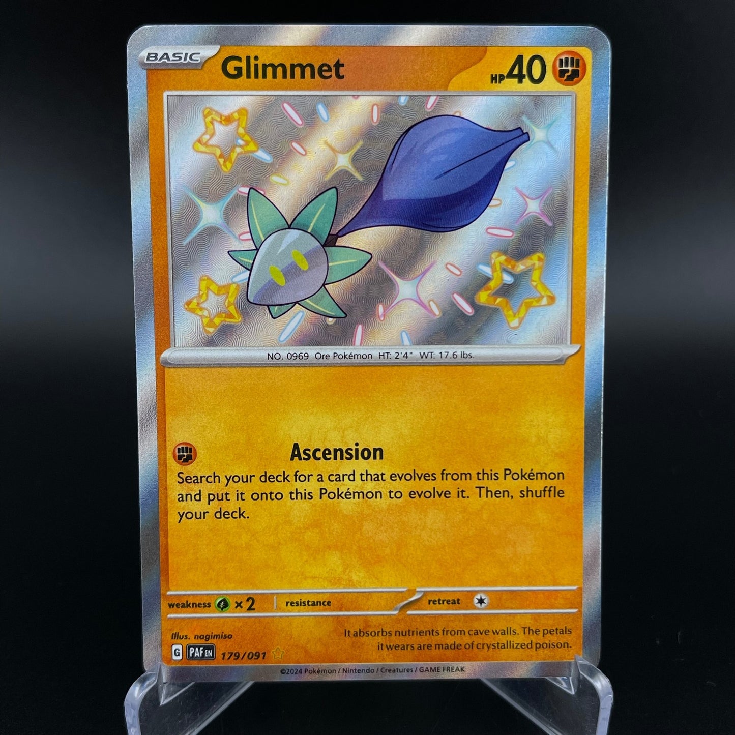 Glimmet 179/091 Shiny Rare Paldean Fates Pokemon NM