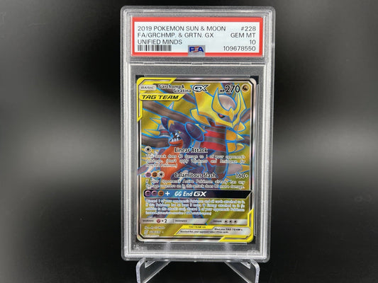 PSA 10 Gem Mint Garchomp & Giratina GX 228/236 Unified Minds S&M Pokemon TCG
