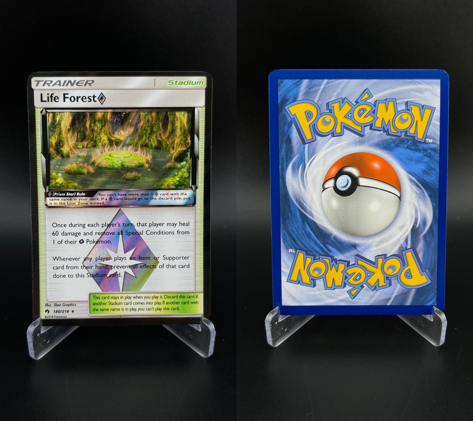 Life Forest ◇ 180/214 Rare Prism Star Lost Thunder Pokemon NM