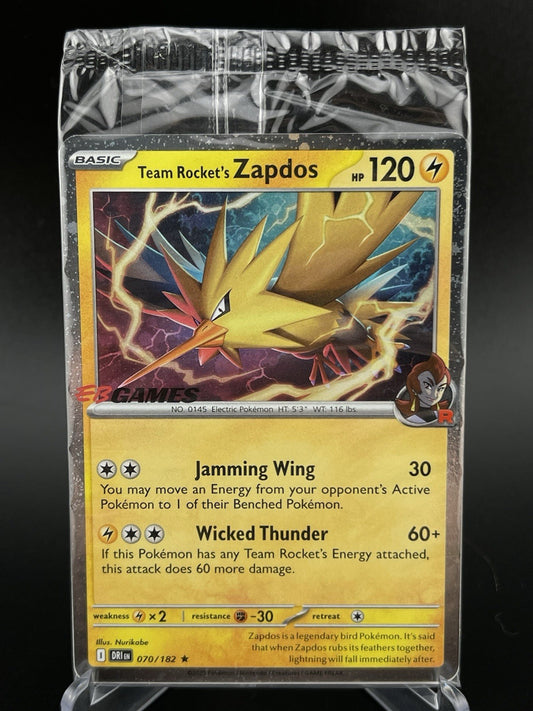 Team Rocket's Zapdos 070/182 EB Games Stamped Promo AUS/NZ Exclusive Sealed