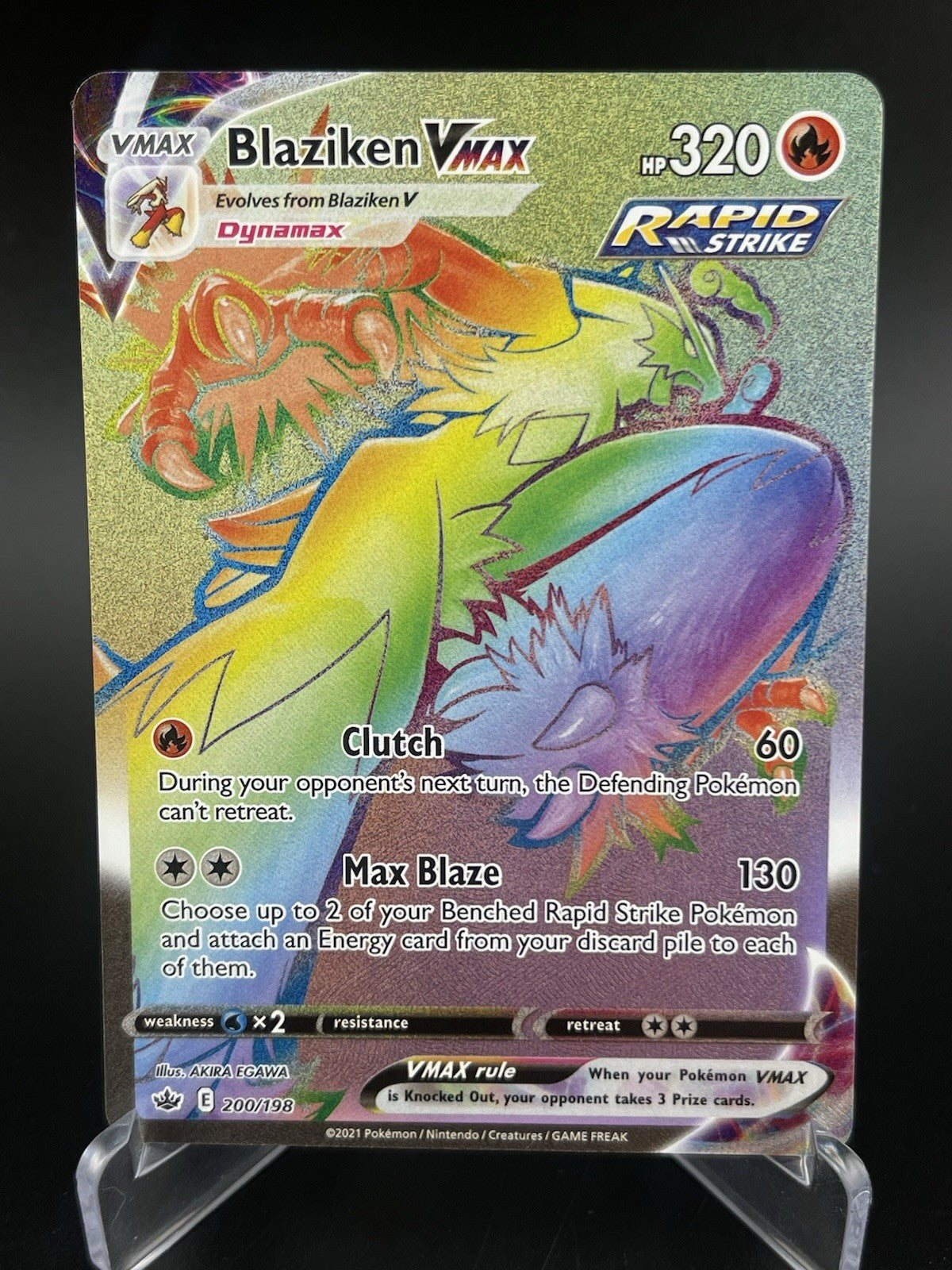 Blaziken VMAX 200/198 Secret Rare Rainbow Chilling Reign Pokemon TCG Card NM