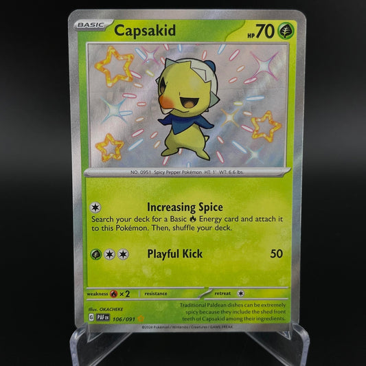 Capsakid 106/091 Shiny Rare Paldean Fates Pokemon NM