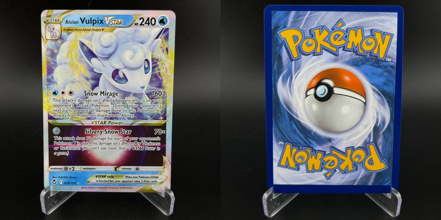 Alolan Vulpix VSTAR 034/195 Holo Rare VSTAR Silver Tempest Pokemon NM