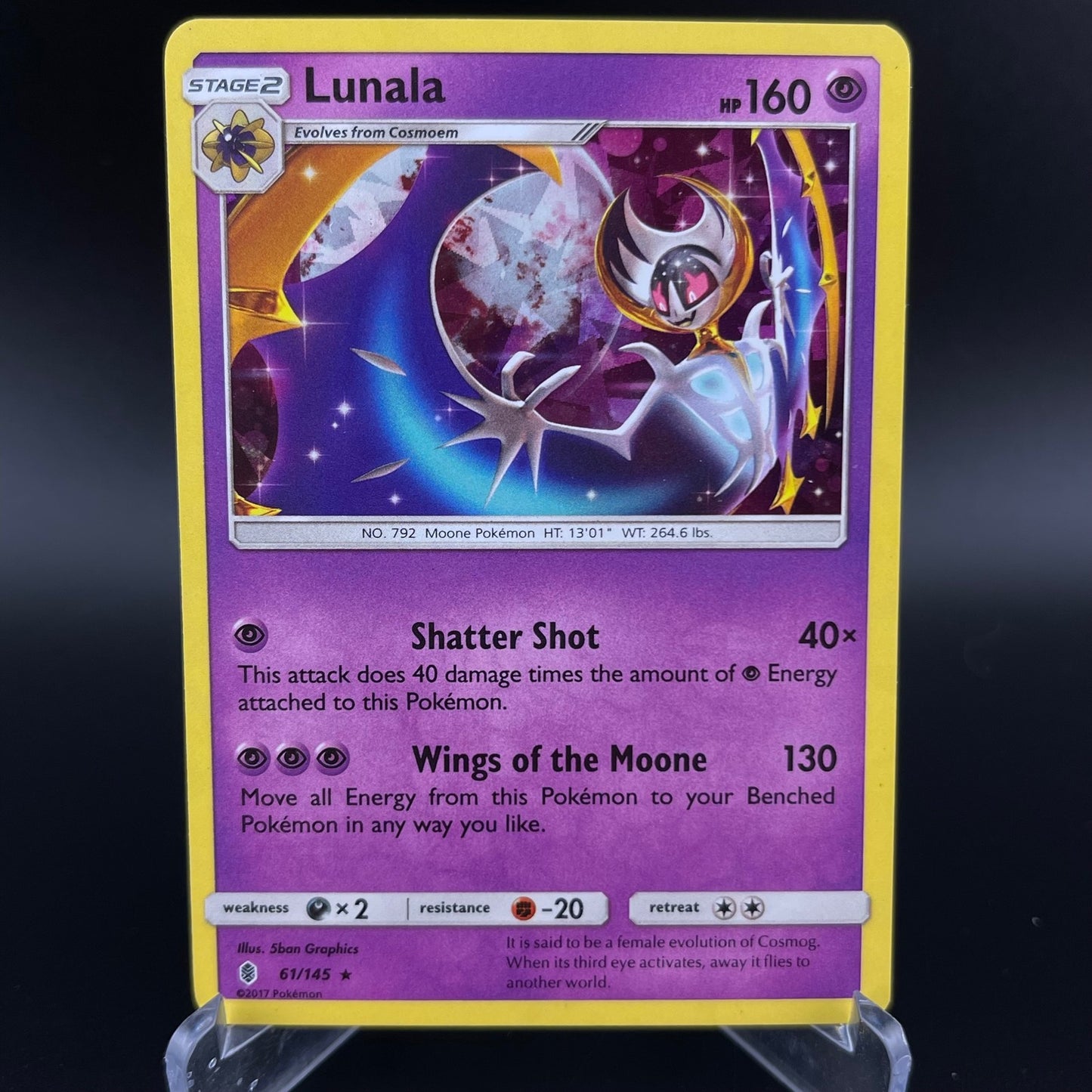 Lunala 61/145 Cracked Ice Holo Rare Guardians Rising Pokemon NM