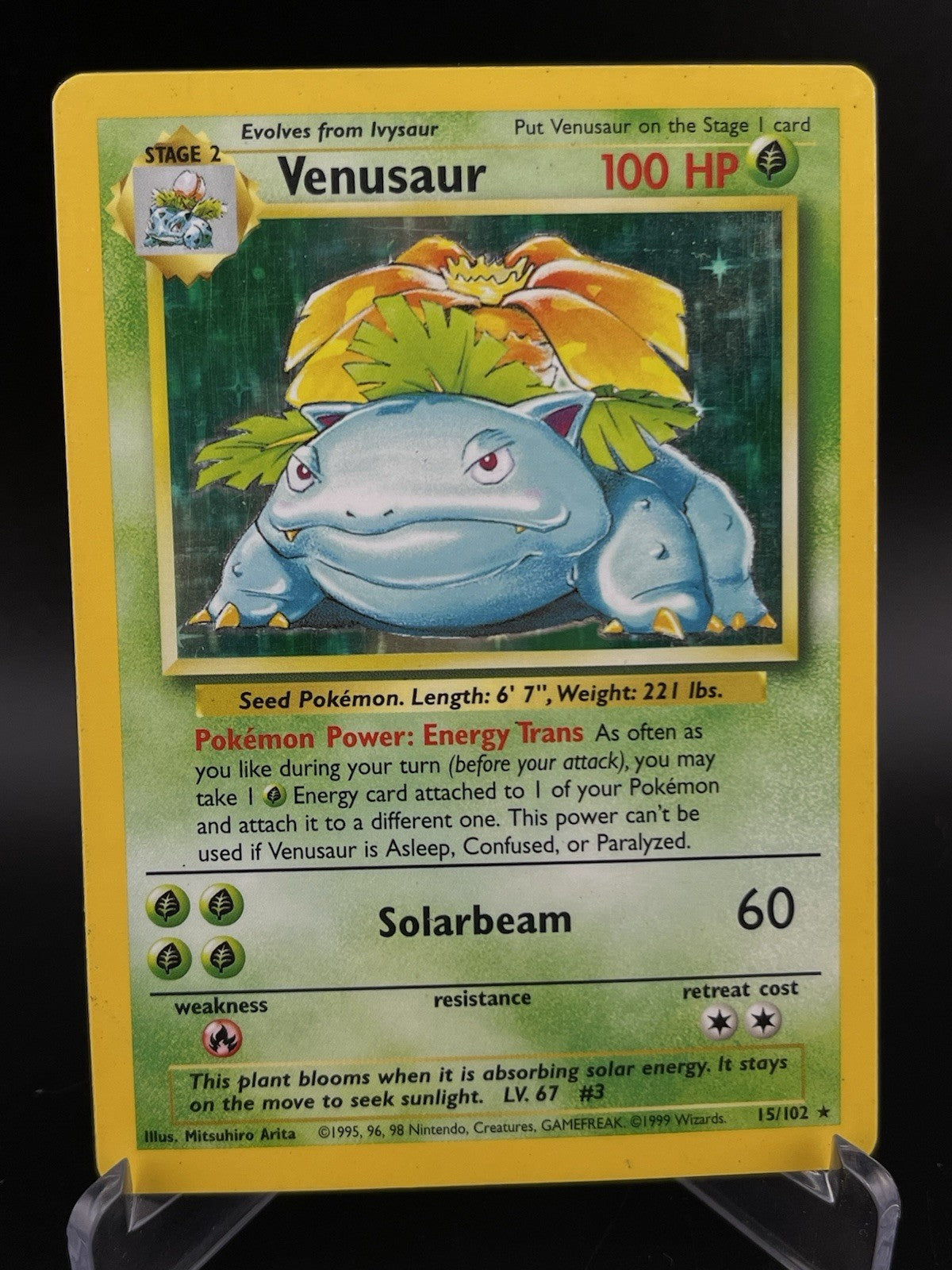 Venusaur 15/102 Base Set Holo Rare 1999 WOTC Pokemon TCG Card PL