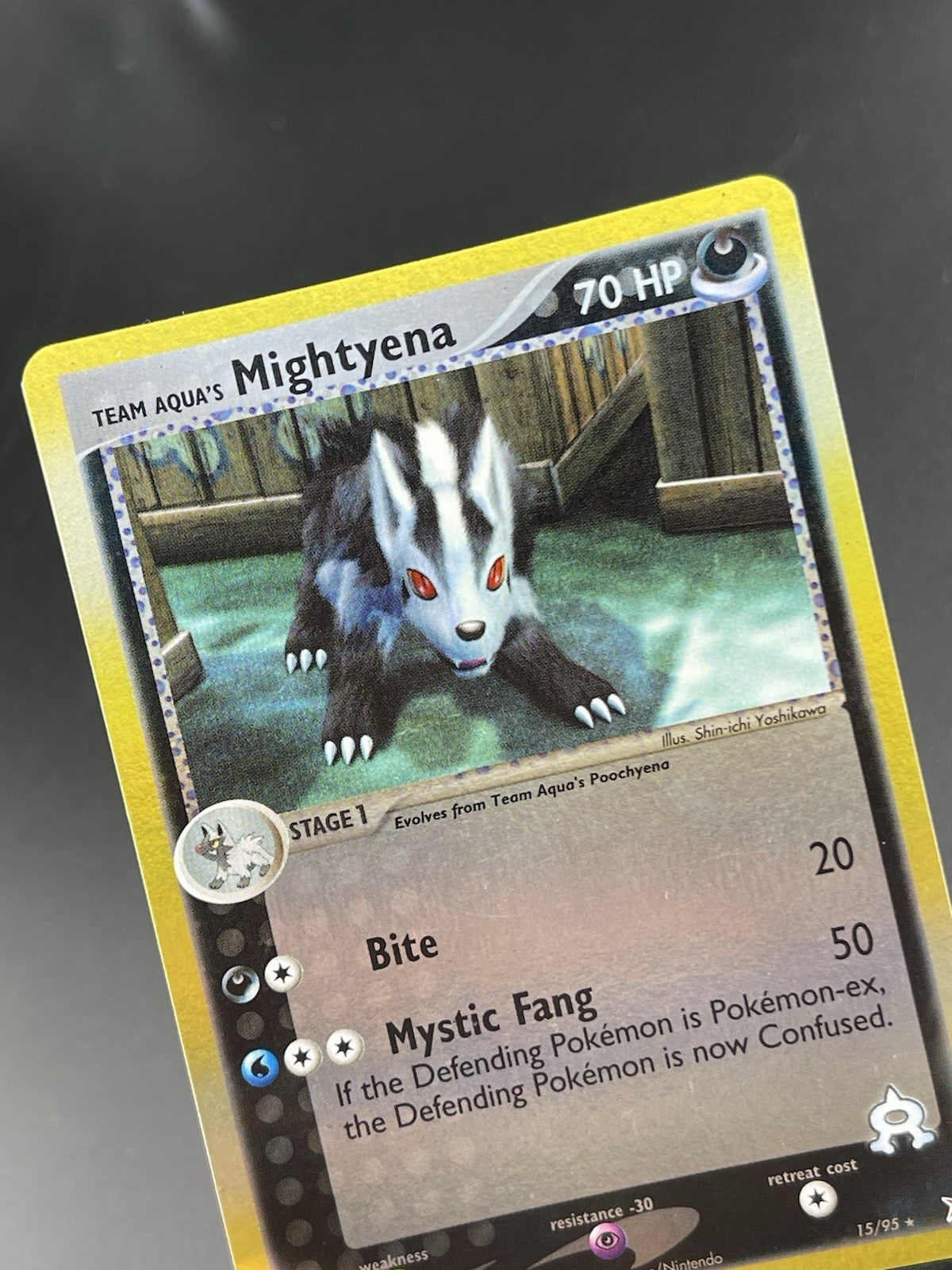 Team Aqua's Mightyena 15/95 EX Magma Vs Aqua Reverse Holo Rare Pokémon TCG VLP
