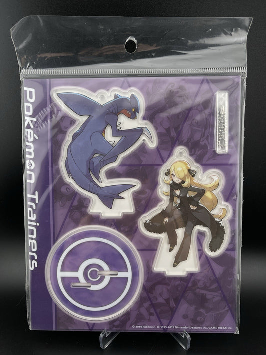 Cynthia & Garchomp Pokemon Center Acrylic Stand Key Chain Master Trainers New